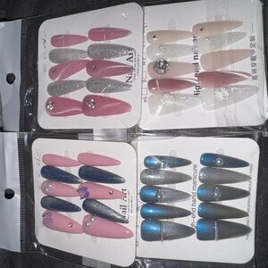 Assorted Press-On Nail Set with Rhinestones